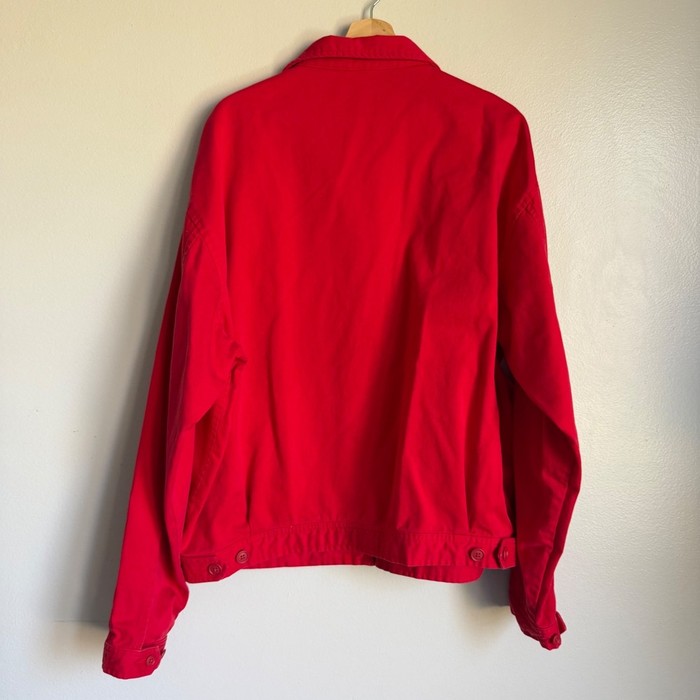 Vintage Polo Ralph Lauren Mens Red Cotton Harrington Jacket Full Zip Pony XXL - Picture 7 of 8